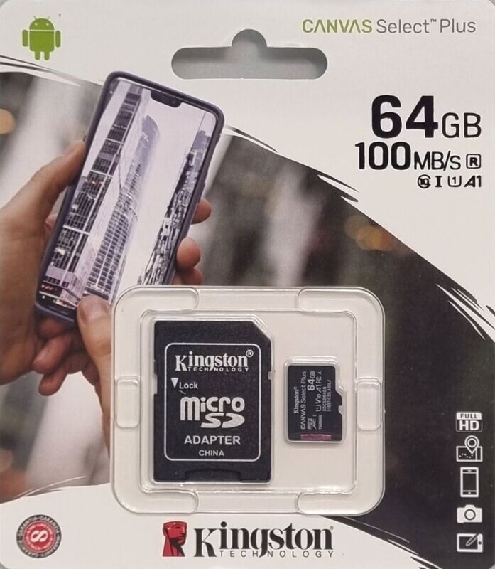 Carte SD micro SD KINGSTON 64GB classe 10 avec adaptateur SD