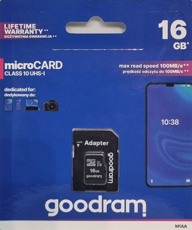 Carte SD micro SD Goodram 16GB classe 10 avec adaptateur
