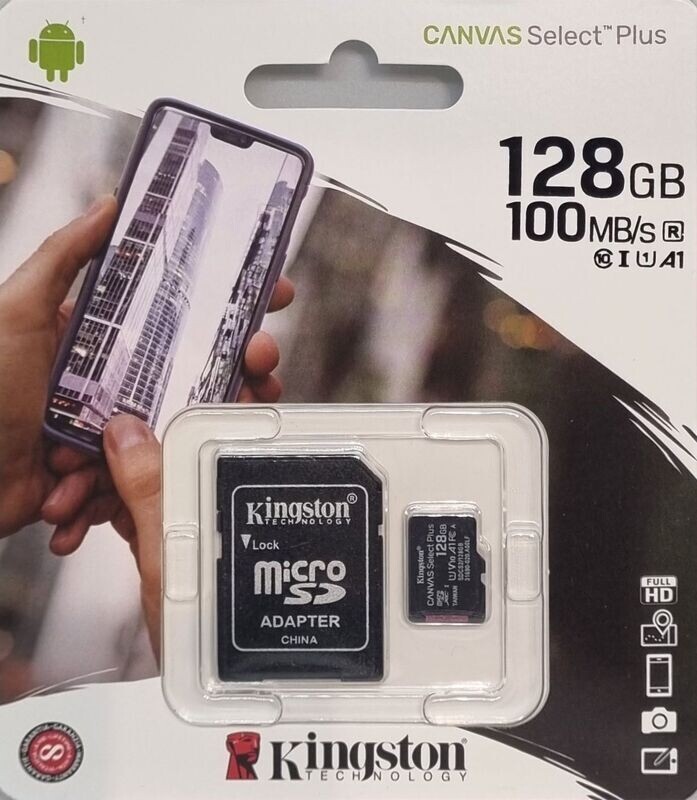 Carte SD micro SD KINGSTON 128GB classe 10 avec adaptateur SD