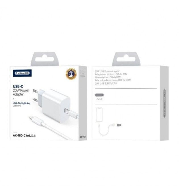 CHARGEUR 20W AVEC CABLE USB-C TO LIGHTNING JELLICO
