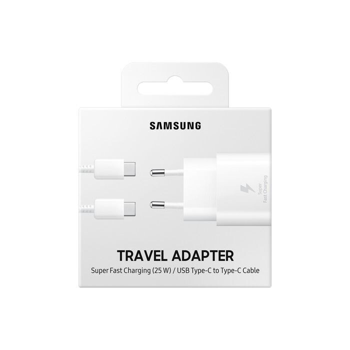 CHARGEUR SECTEUR QC 25W USB TYPE C + CABLE BLANC ORIGINE SAMSUNG