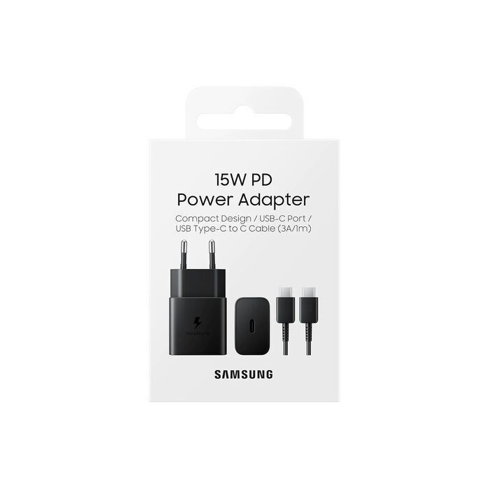 CHARGEUR SECTEUR 15W + CABLE NOIR ORIGINE SAMSUNG