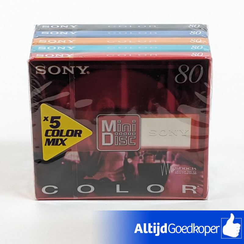 Sony MDW80CRB Color Mini Disc - Set van 5 - NIEUW! Sony MDW80CRB Color Mini Disc - Set van 5 - NIEUW!