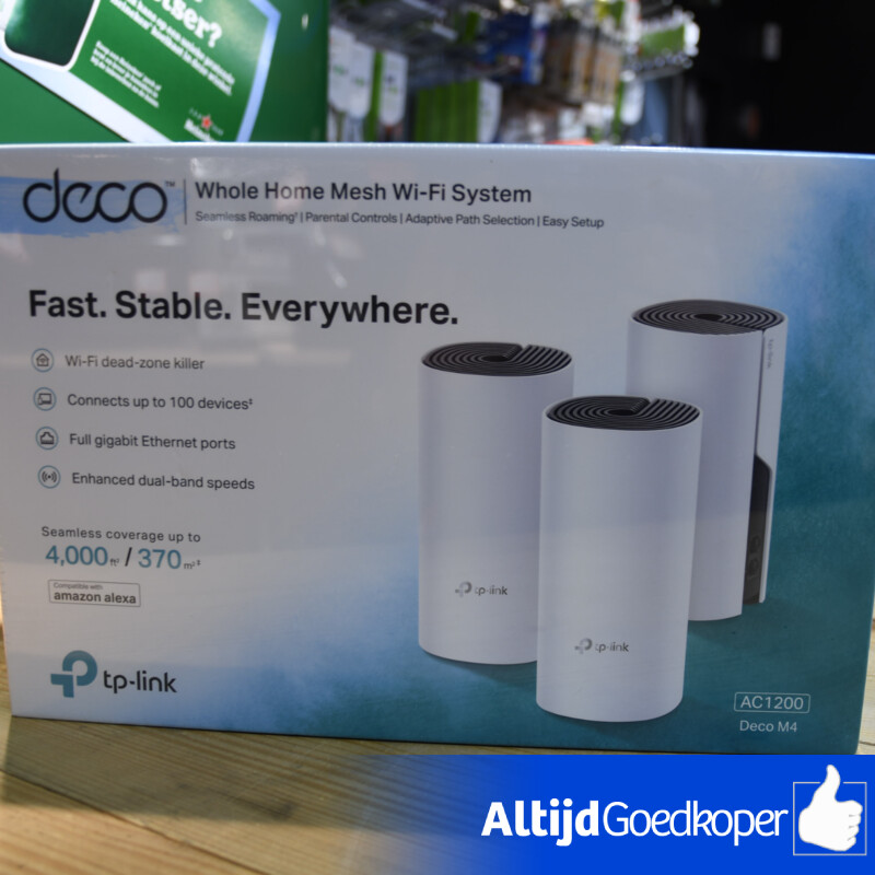 TP-Link AC1200 Whole Home Mesh Wifi-systeem Deco M4 (3-pack) TP-Link AC1200 Whole Home Mesh Wifi-systeem Deco M4 (3-pack)