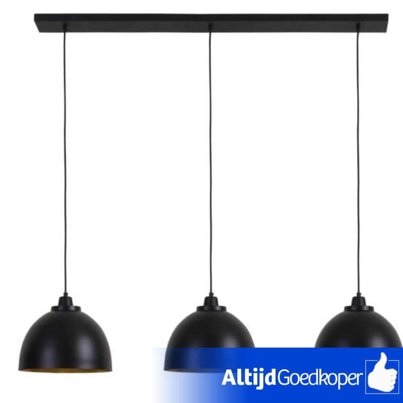 KYLIE Light & Living Hanglamp 3L 135x30x26 CM Mat Zwart Goud Nieuw KYLIE Light & Living Hanglamp 3L 135x30x26 CM Mat Zwart Goud Nieuw