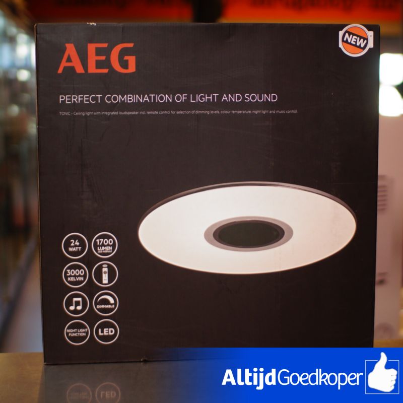 AEG Dimbare LED Plafondlamp met Speaker | Incl. afstandsbediening | Nieuw AEG Dimbare LED Plafondlamp met Speaker | Incl. afstandsbediening | Nieuw