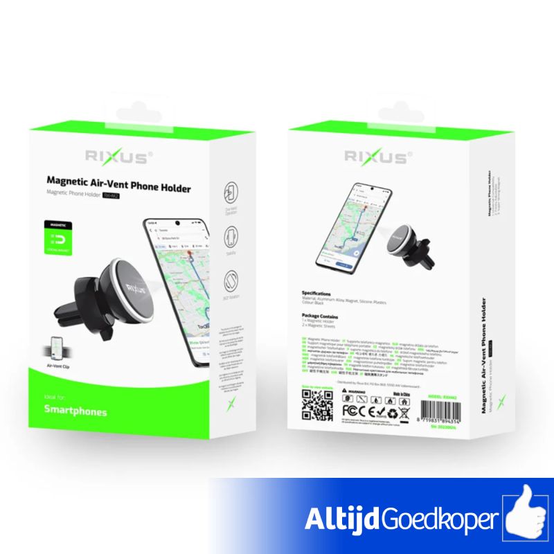 Rixus RixRixus Magnetic Phone Holder Mini | Zwart | Nieuw | Met Garantie