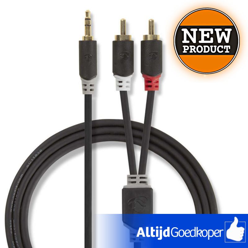 Nedis Stereo-Audiokabel | 3,5 mm Male | 2x RCA Male | NIEUW Nedis Stereo-Audiokabel | 3,5 mm Male | 2x RCA Male | NIEUW