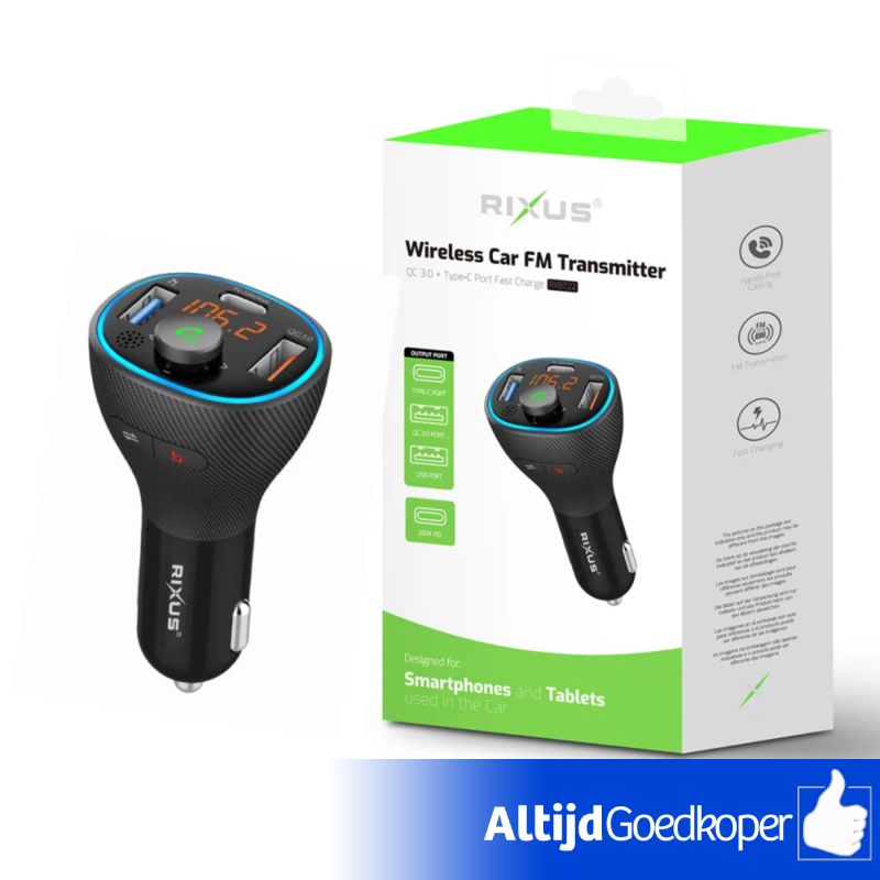 Rixus RXBT22 Car FM Bluetooth Transmitter 18w ~20w | zwart | Nieuw | Met Garantie Rixus RXBT22 Car FM Bluetooth Transmitter 18w ~20w | zwart | Nieuw | Met Garantie