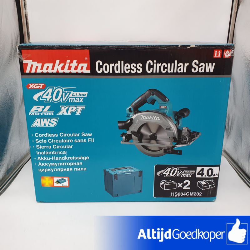 Makita HS004GM202 V Max Cirkelzaag 190 mm Nieuw in Doos! + Acculader, 2x 40V 4.0 Ah Accu Makita HS004GM202 V Max Cirkelzaag 190 mm Nieuw in Doos! + Acculader, 2x 40V 4.0 Ah Accu