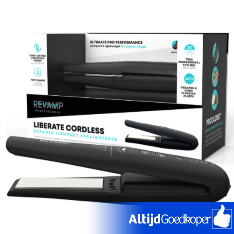 Revamp Progloss Liberate Draadloze Mini Stijltang - Kleine Stijltang - Keramisch - Incl. Reisetui Revamp Progloss Liberate Draadloze Mini Stijltang - Kleine Stijltang - Keramisch - Incl. Reisetui