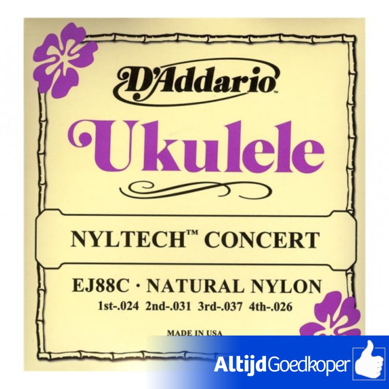 D'addario Tech Concert EJ-88C Ukelele Snaren