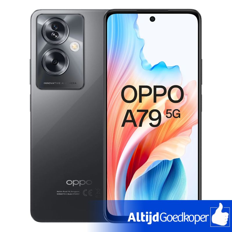 OPPO A79 5G 4 / 128 GB Mystery Black | NIEUW Gesealed | Elders gezien voor 299 OPPO A79 5G 4 / 128 GB Mystery Black | NIEUW Gesealed | Elders gezien voor 299