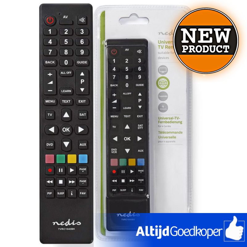 Nedis TVRC1040BK Universele Afstandsbediening | Programmeerbaar via PC | NIEUW Nedis TVRC1040BK Universele Afstandsbediening | Programmeerbaar via PC | NIEUW