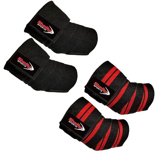 Shelly Elbow Sleeves Weightlifting Elbow Wraps Heavy Duty Elbow Support for Increasing Pressing Power (Black)
