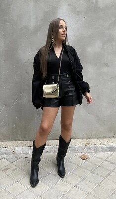 Bomber Negra Con Forro