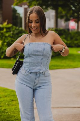 Top Denim Strass