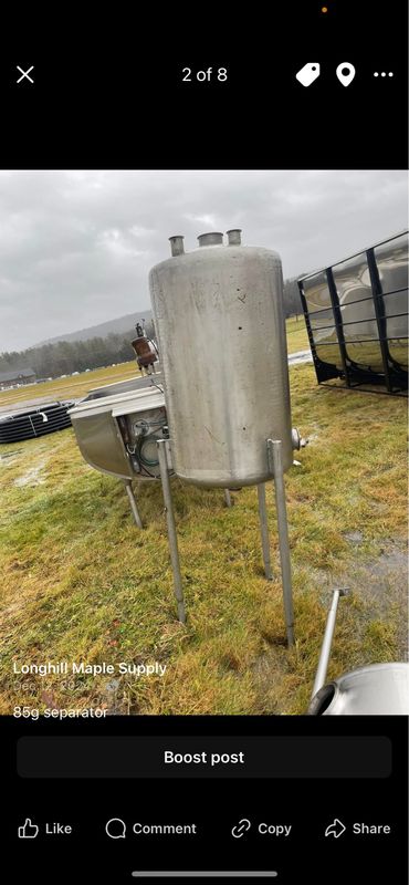 Used 85g Seperator Tank (Can withstand vacuum)