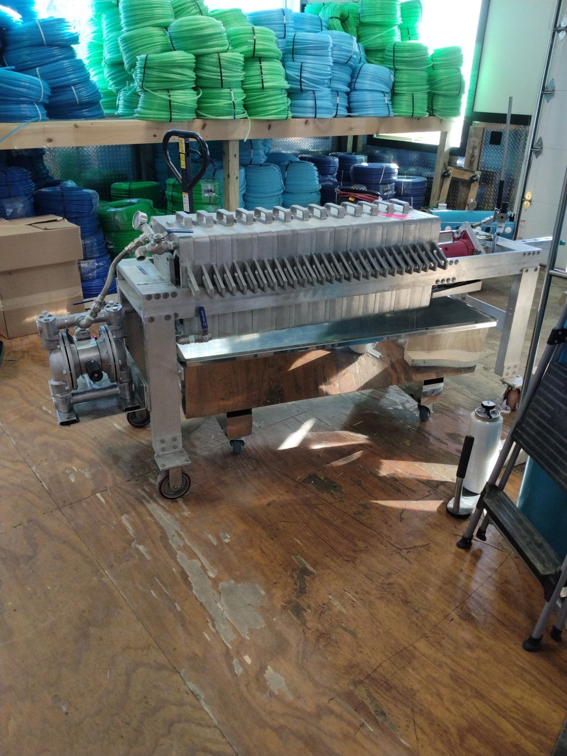 Used Lapierre 15" Filter Press 13 Frame 1" air pump