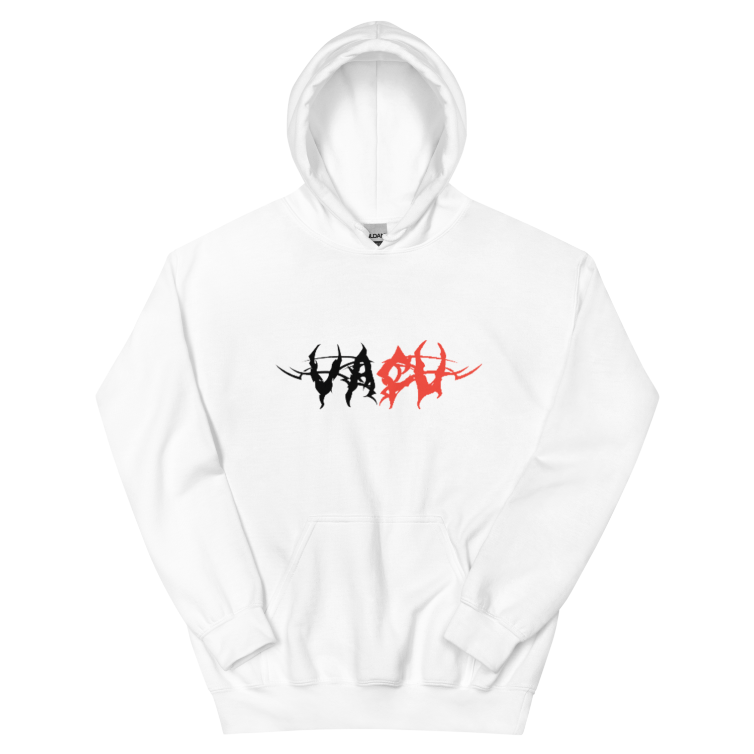 Black &amp; Red Text Unisex White Hoodie