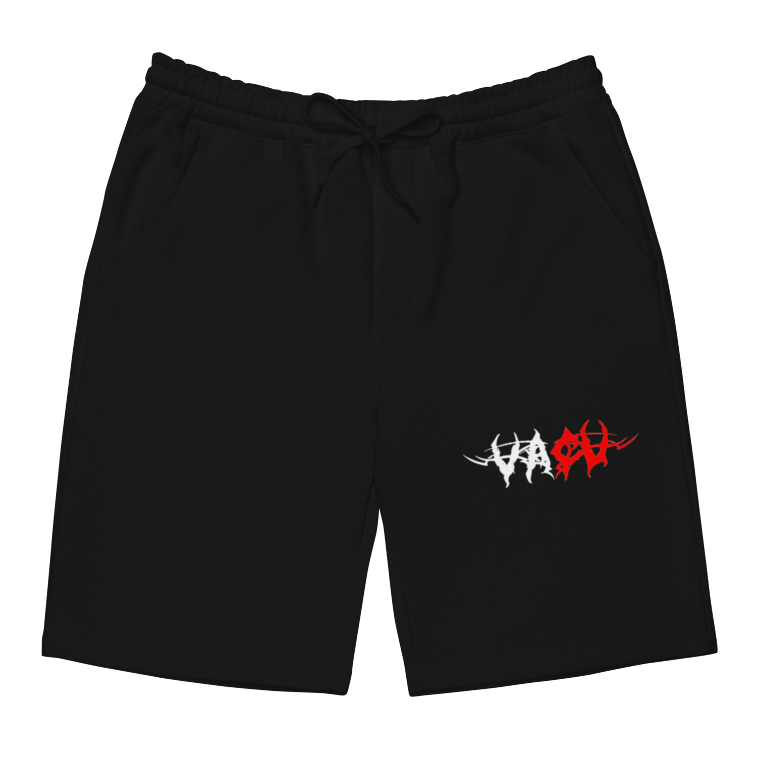 White &amp; Red Text Men&#39;s fleece shorts