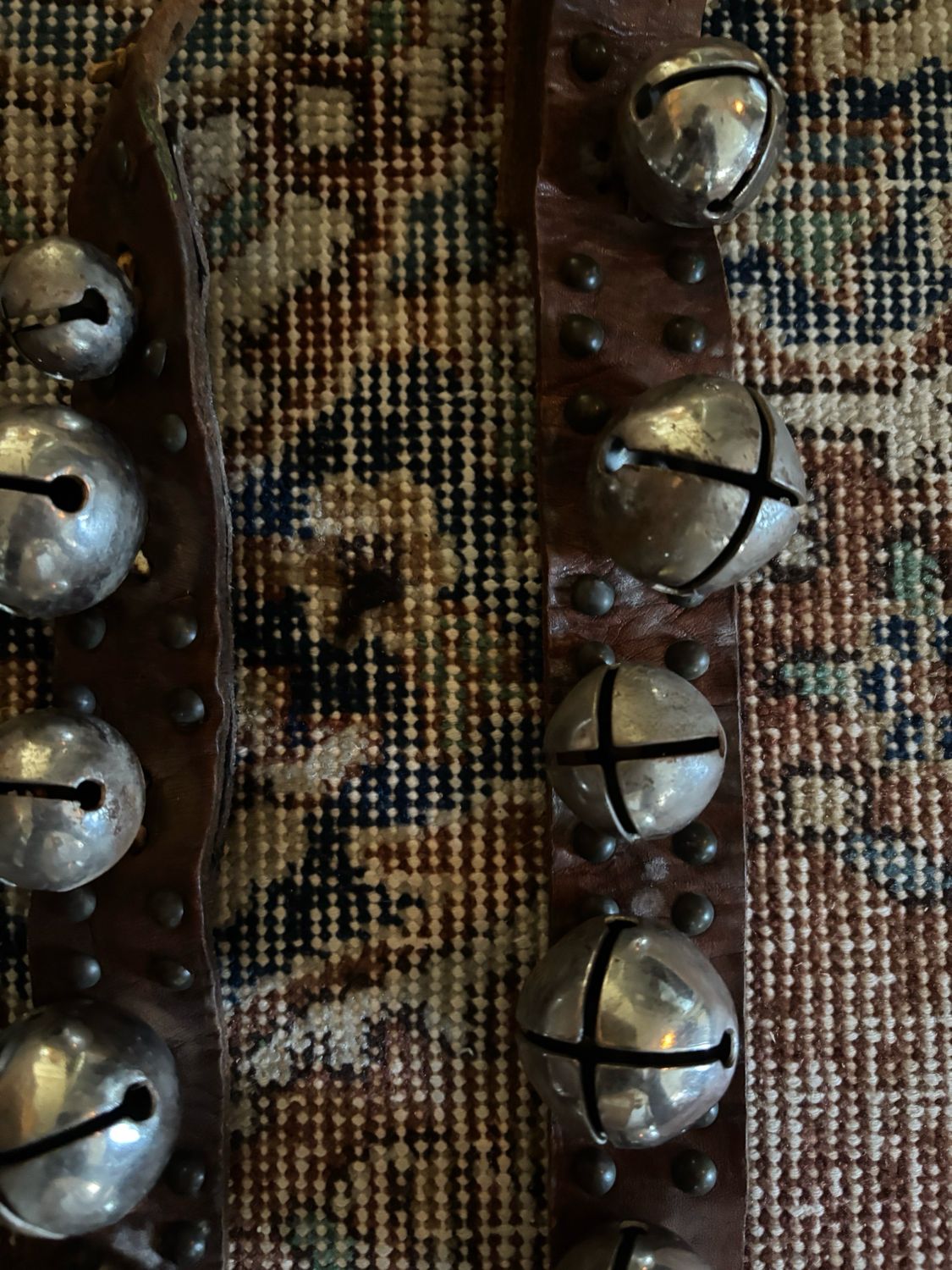 Resv’d Leather Strand/Two Large Bells/Candy Canes