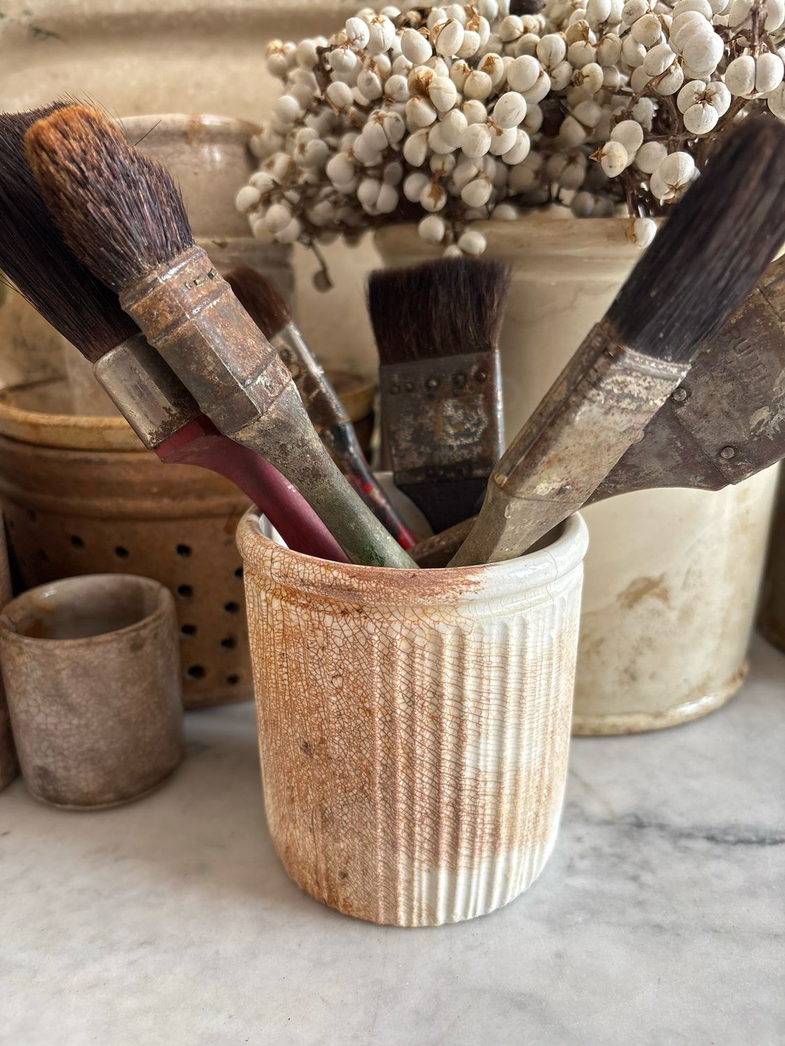 Resv’d For Kathee/Pot With Brushes