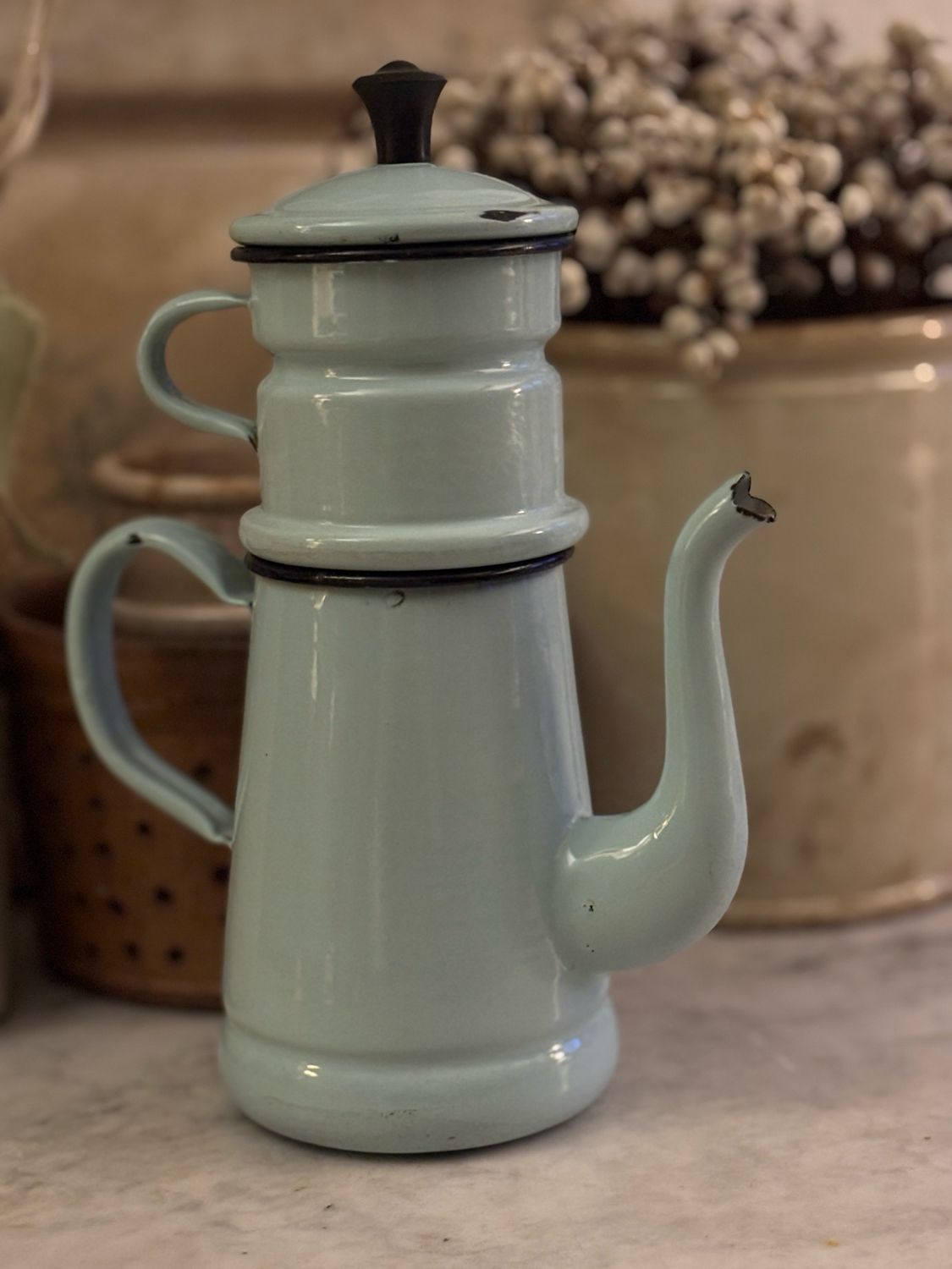 Rare Pale Egg Blue French Tea Pot