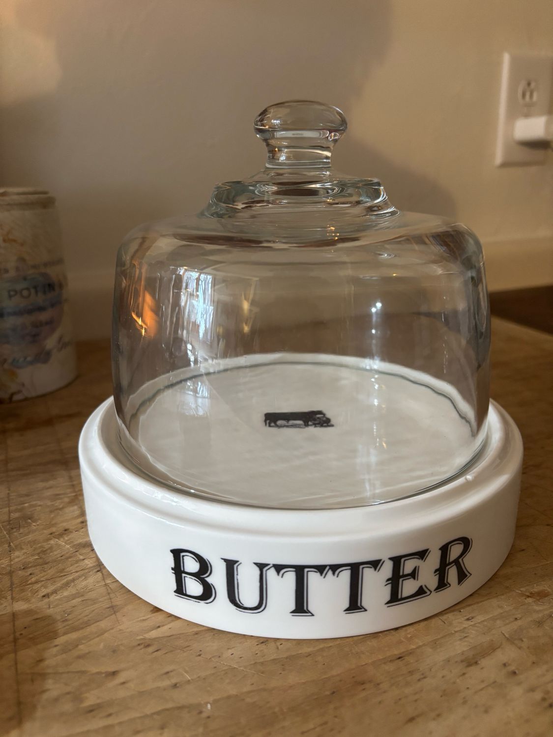 Resv’d For Sandra /White Grocer Slab/Glass Cloche