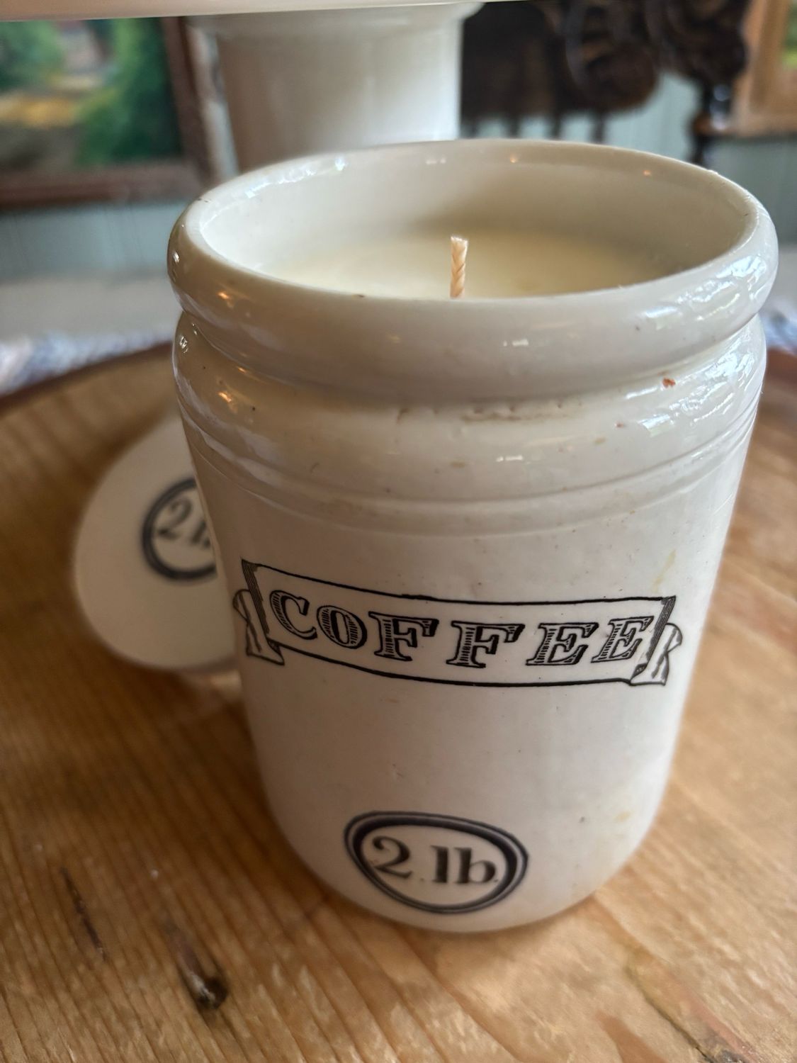 Rare Two Pound White Jam Pot/Dark Roast