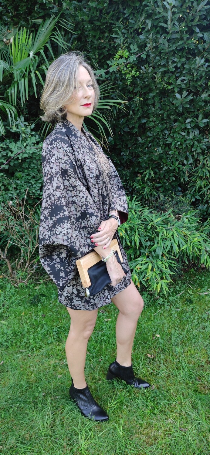 Haori robe de soirée soie brodé main