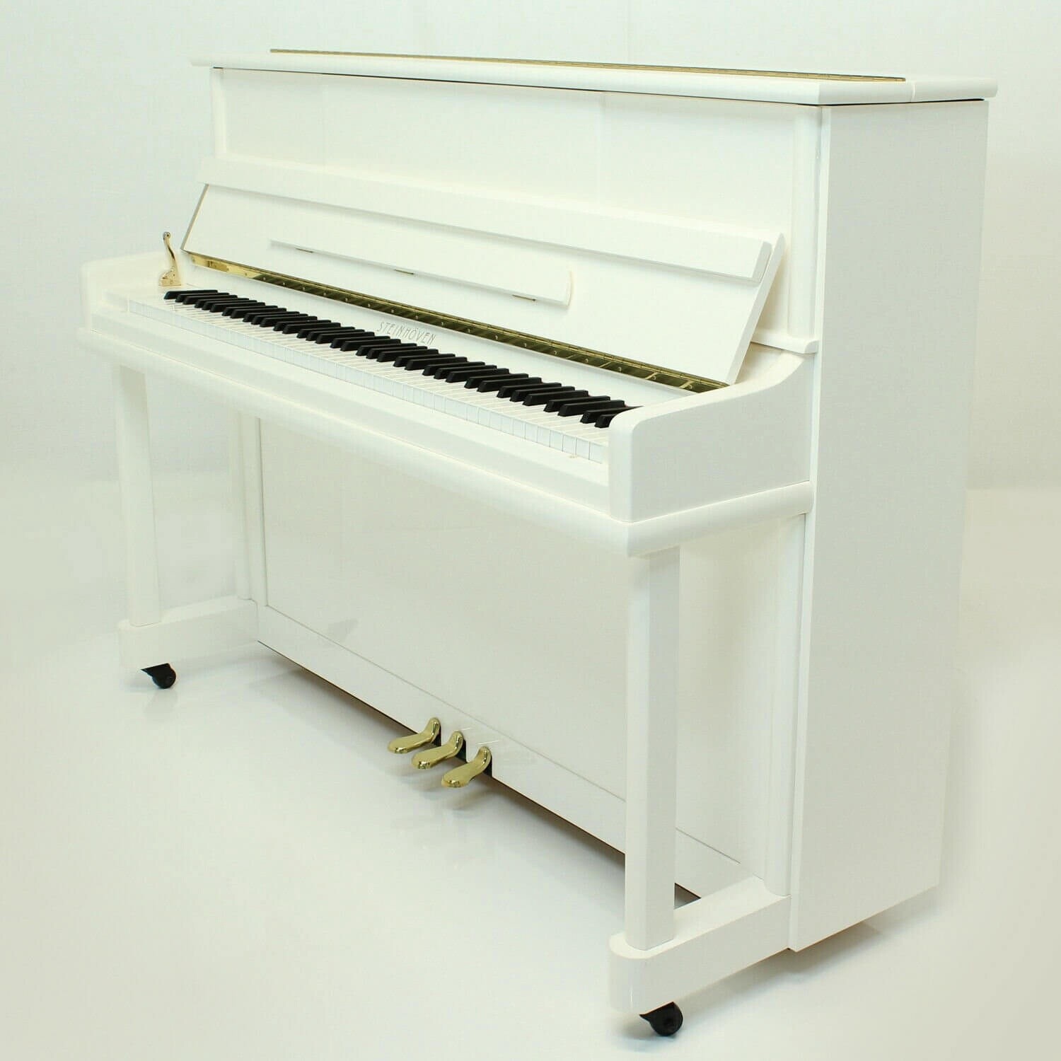 Steinhoven SU112 Upright Piano, Polished White (112cm, 44&quot;) - FREE DELIVERY