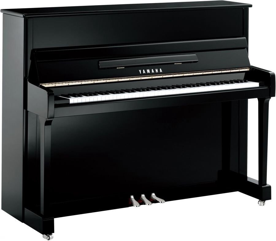 Yamaha P116 Upright Piano, Polished Ebony with Chrome Fittings - FREE DELIVERY