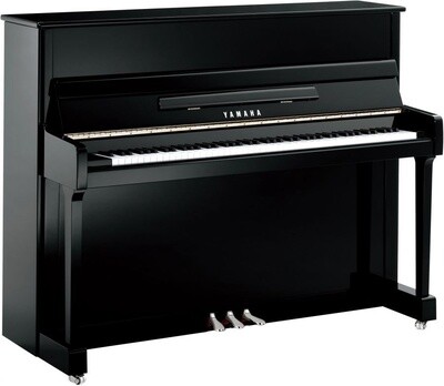 Yamaha P116 Upright Piano, Polished Ebony with Chrome Fittings - FREE DELIVERY
