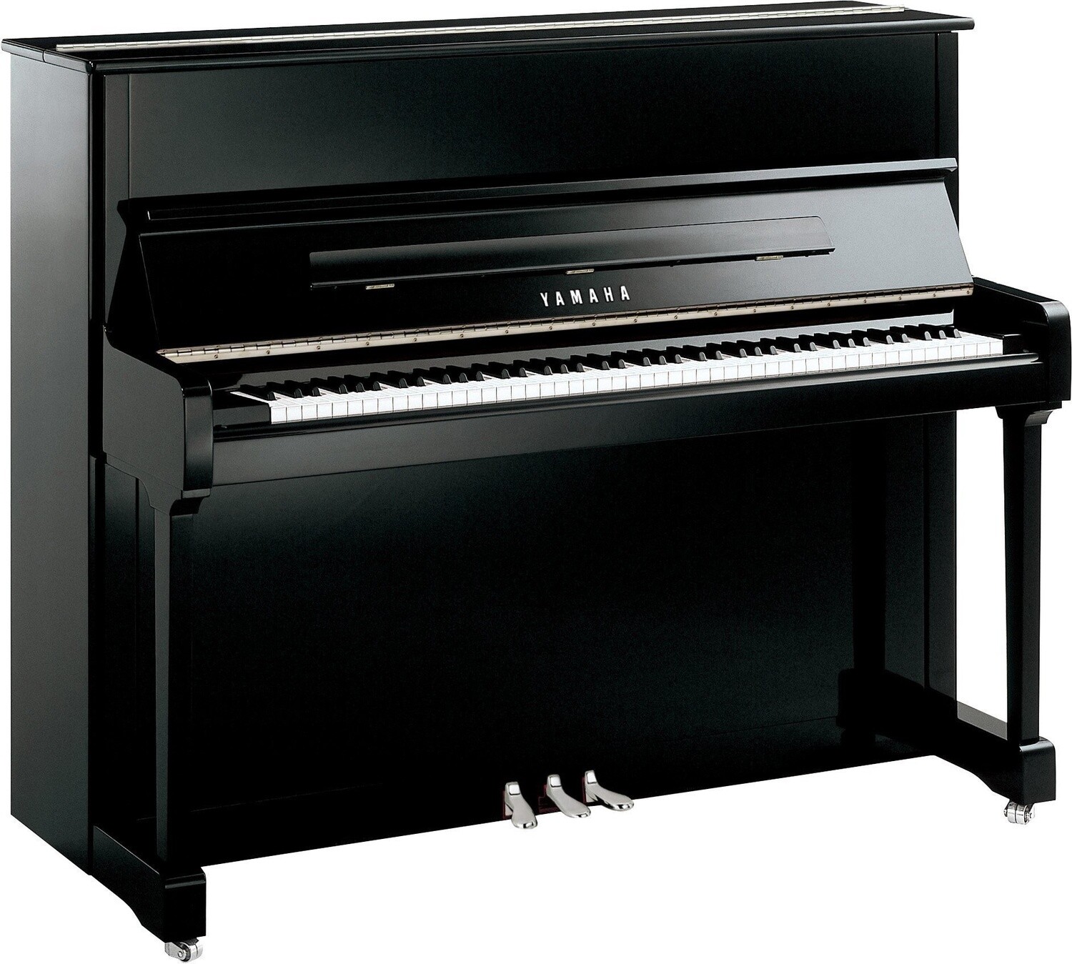 Yamaha P121M Upright Piano, Polished Black with Chrome Fittings - FREE DELIVERY