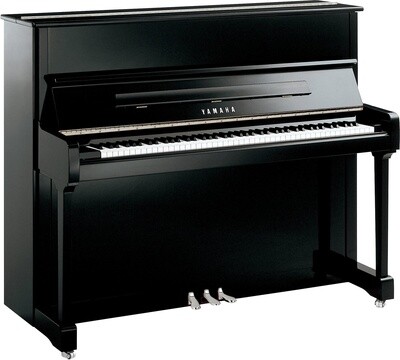 Yamaha P121M Upright Piano, Polished Black with Chrome Fittings - FREE DELIVERY