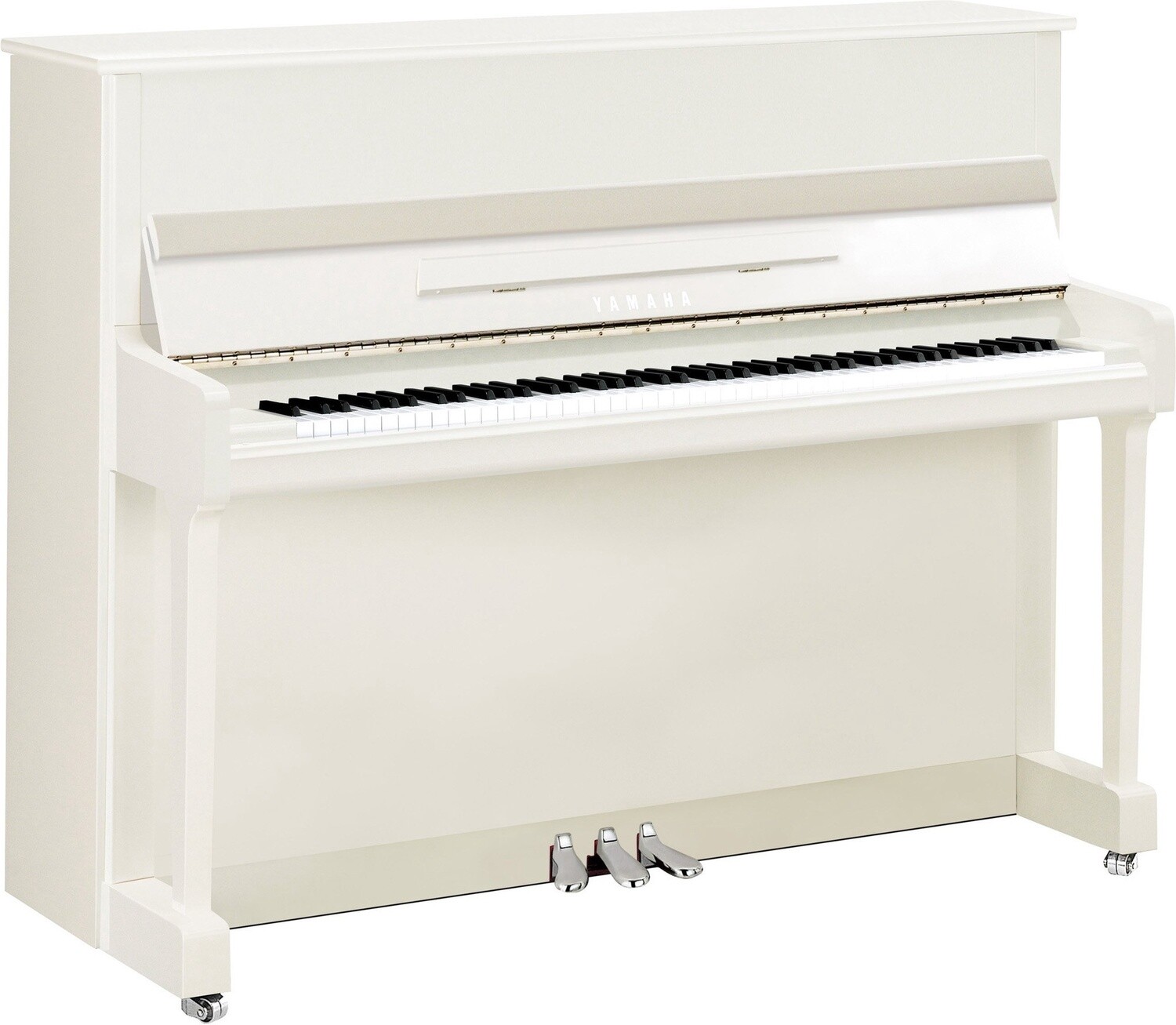 Yamaha P116 Upright Piano, Polished White with Chrome Fittings - FREE DELIVERY