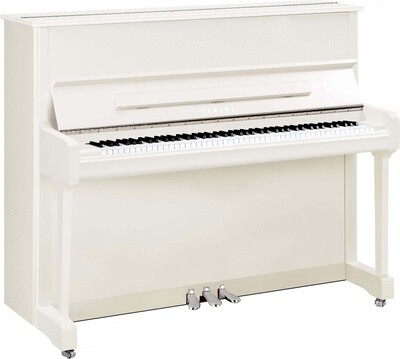 Yamaha P121M Upright Piano, Polished White with Chrome Fittings - FREE DELIVERY
