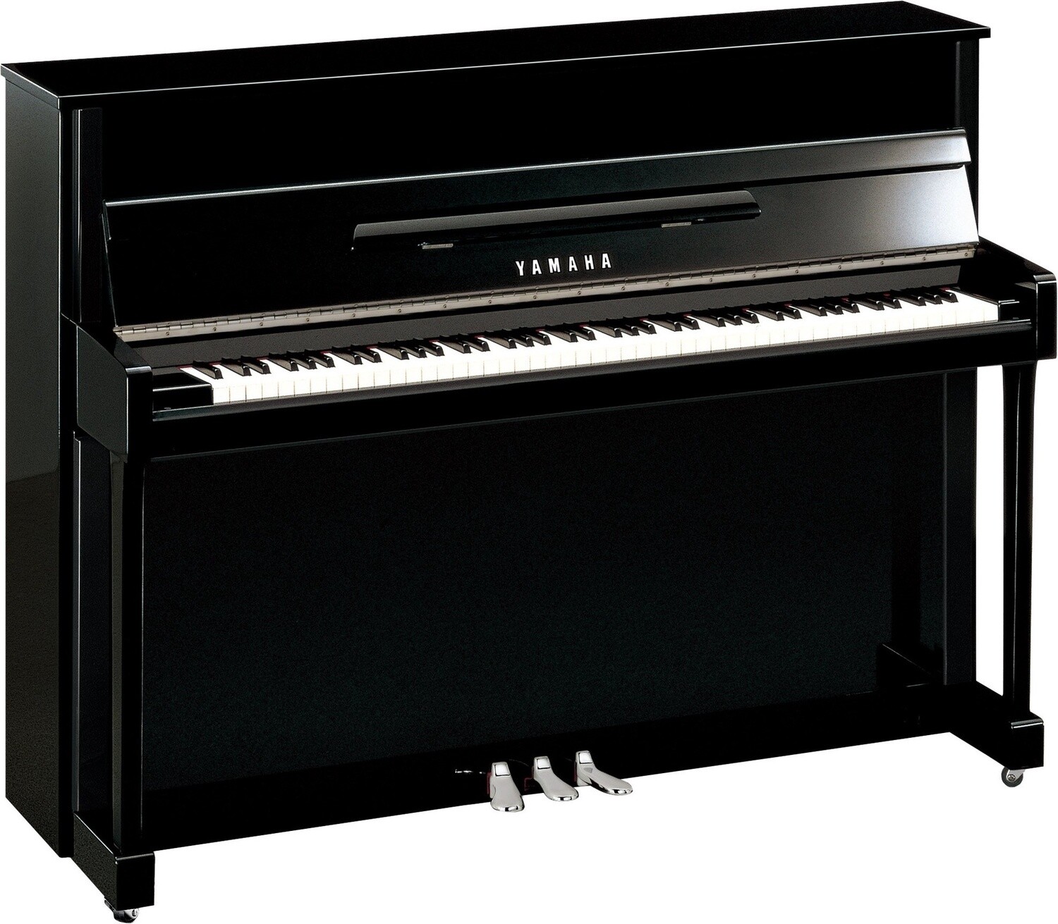 Yamaha B2E Upright Piano, Polished Ebony with Chrome Fittings - FREE DELIVERY