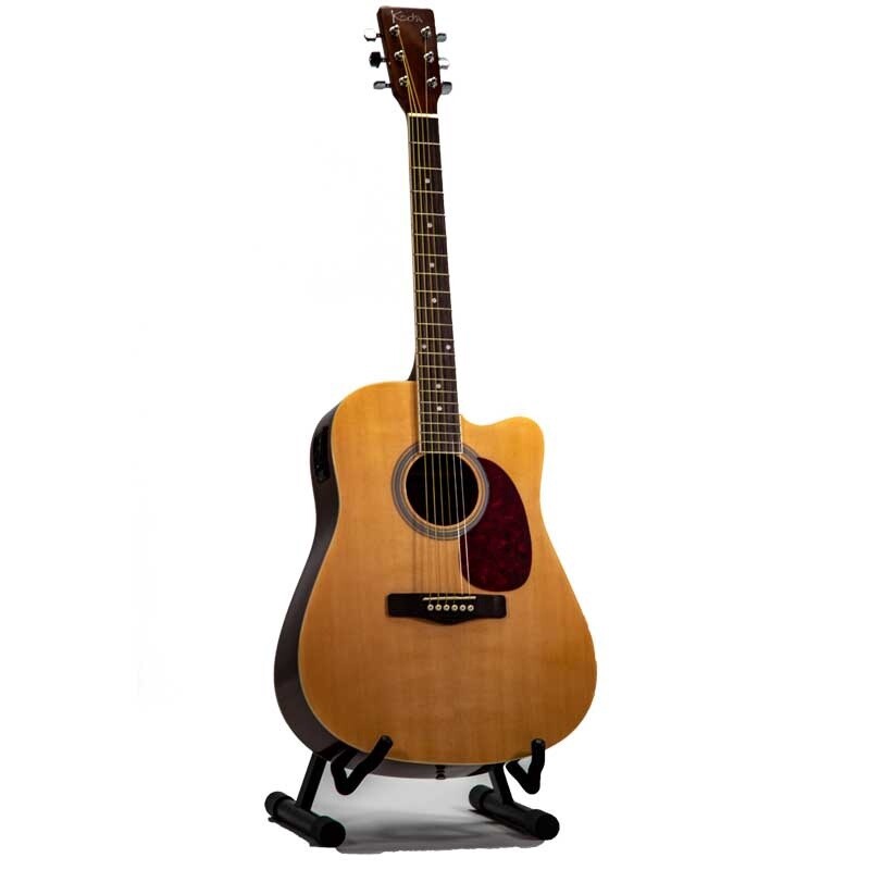 Koda 40&quot; Folk OM Style Acoustic Cutaway Guitar with Pickup, Natural