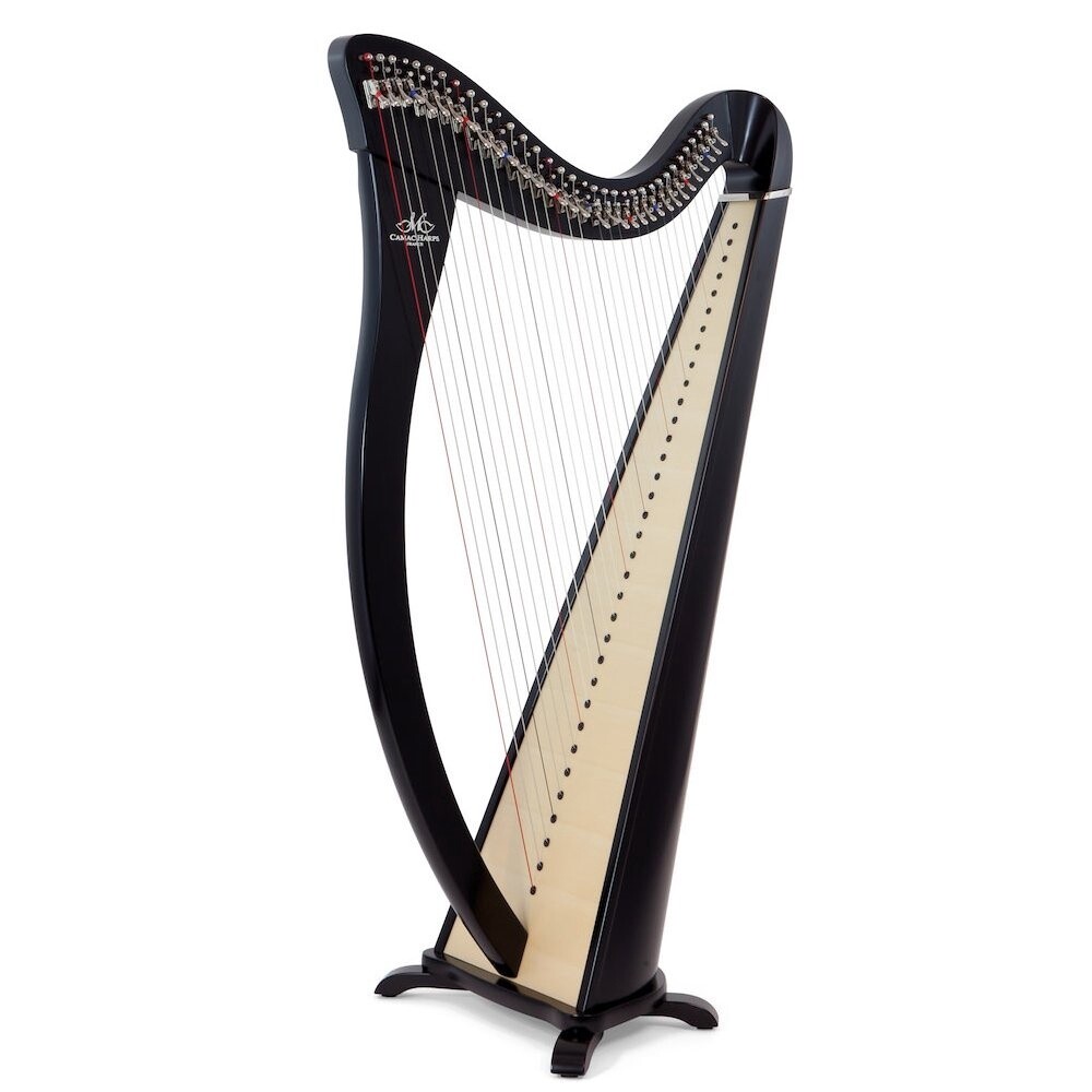 Camac Hermine 34 String Harp, Special Shiny Ebony