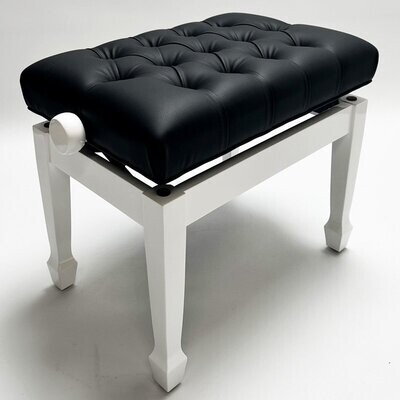 Steinhoven &quot;CADENZA&quot; Adjustable Piano Stool with Deep Button Seat, Polished White