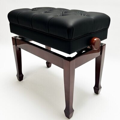 Steinhoven &quot;SYMPHONY&quot; Adjustable Piano Stool With Book Storage, Polished Walnut