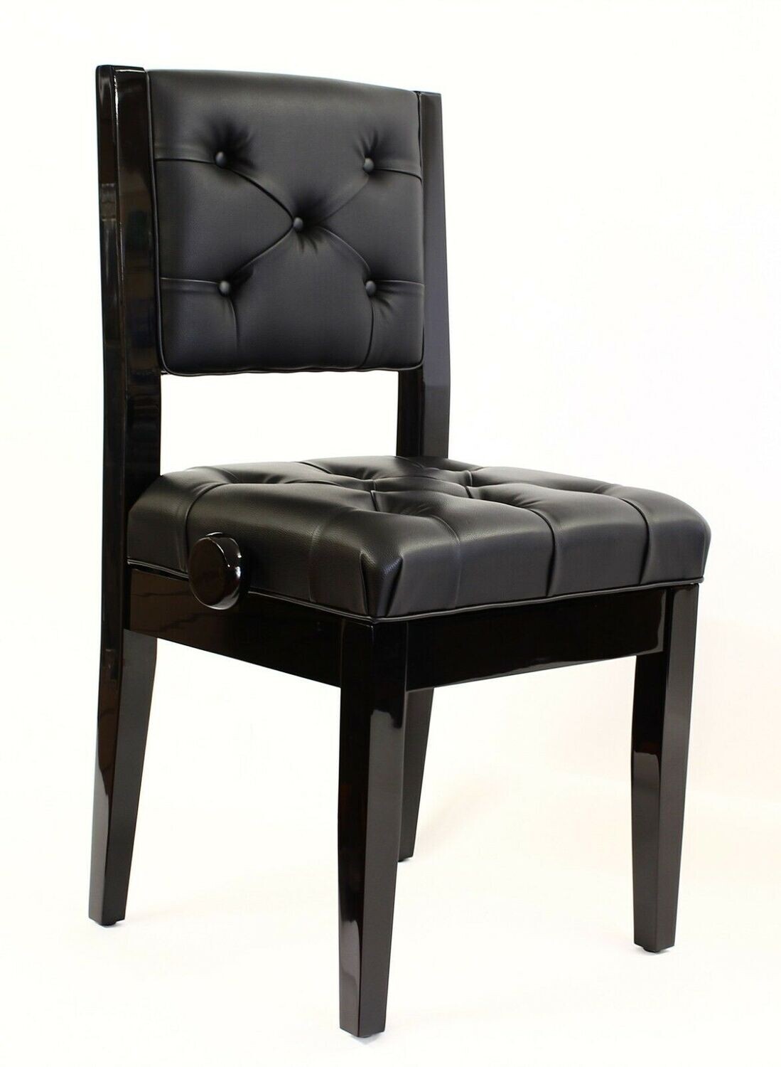 Steinhoven &quot;BOLERO&quot; Adjustable Piano Chair with Backrest, Polished Ebony