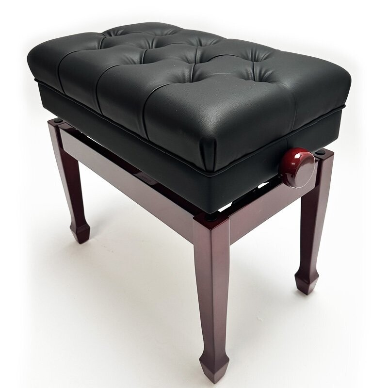 Steinhoven &quot;SYMPHONY&quot; Adjustable Piano Stool With Book Storage, Polished Mahogany