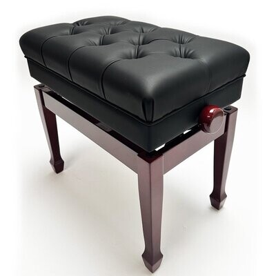 Steinhoven &quot;SYMPHONY&quot; Adjustable Piano Stool With Book Storage, Polished Mahogany