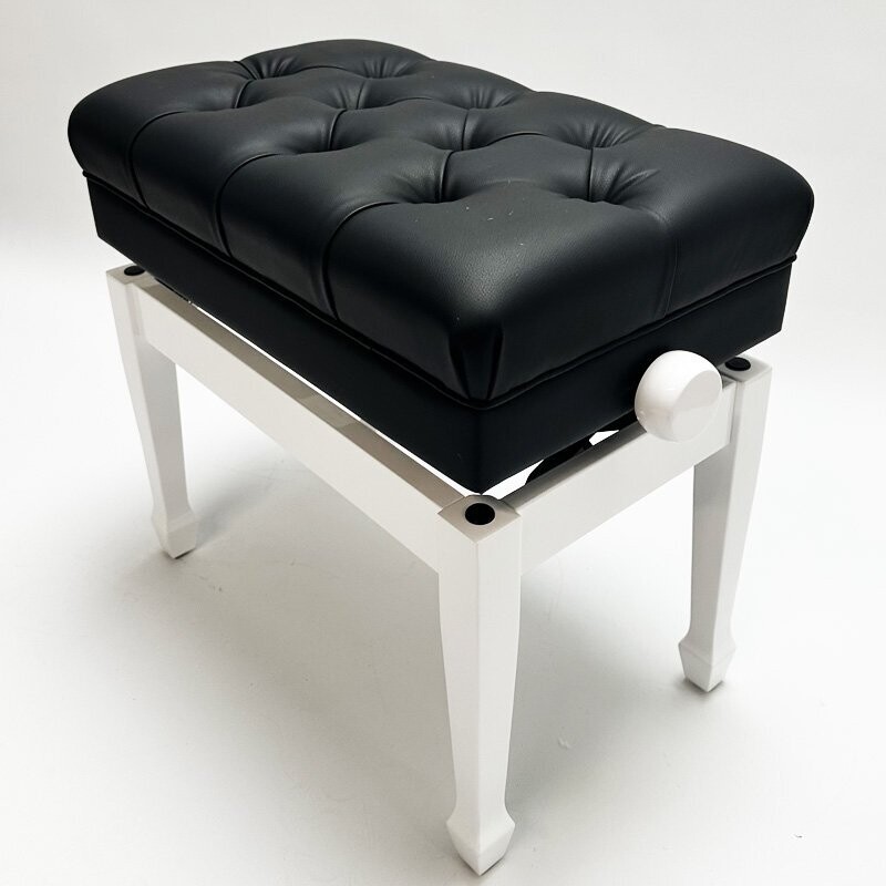 Steinhoven &quot;SYMPHONY&quot; Adjustable Piano Stool With Book Storage, Polished White