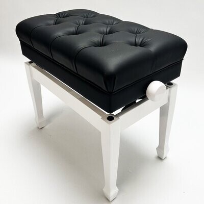 Steinhoven &quot;SYMPHONY&quot; Adjustable Piano Stool With Book Storage, Polished White