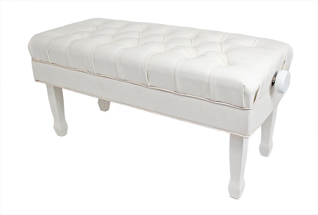 Steinhoven &quot;CONCERTO&quot; Real Leather Adjustable Piano Stool,  with Book Storage, Polished White