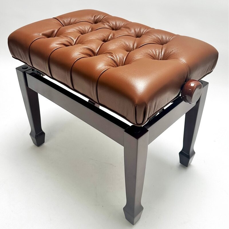 Steinhoven &quot;CADENZA&quot; Adjustable Piano Stool, with Real Leather Top, Polished Walnut